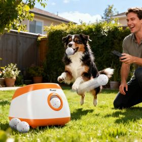 Automatic Dog Ball Launcher with 26-79 FT Distance, Automatic Ball Launcher for Medium and Large Dogs, Orange