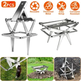 Powerful Mole Snap Trap - Thickened Waterproof Metal, Easy Foot-Step Setup, Humane Instant Kill, Safe For Lawn & Pets