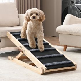 Dog Ramp, Folding Pet Ramp For Bed, Adjustable Dog Ramp For Small, Large, Old Dogs & Cats, Wooden Pet Ramp With 41.3' Long Ramp, Adjustable From 13.77