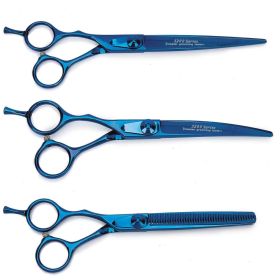 Master Grooming Tools 5200 Blue Titanium Lefty 3-Piece Shear Kits