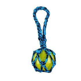 Pet Park Blvd Paracord Rope Tug with TPR Squky Bll Blue