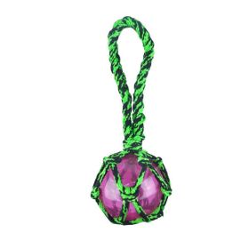 Pet Park Blvd Paracord Rope Tug with TPR Squky Bll Green