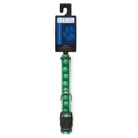 Casual Canine TwoTone Pawprint Collar 18-26In Green