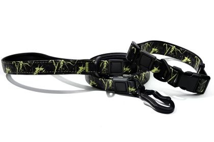 UV Printing Camouflage Embossed Pet Leash Set Is A Perfect Combination Of Style And Functionality Specially Designed For Pets' Outdoor Activities. Eve (Option: Green-15mm)