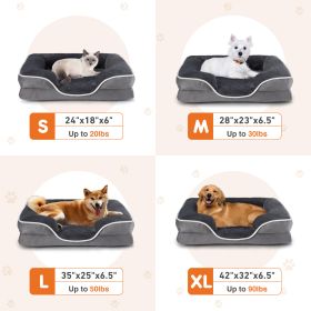 Memory Foam Pet Bed For Small Dogs & Cats With Washable Removable Cover Non-Slip Base Waterproof Liner (Option: Grey L)