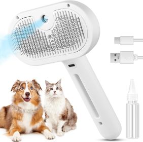 3 In 1 Pet Steam Brush For Dog Long Short Haired, Pet Spray Hair Removal Comb For Small Animals Shedding & Grooming, Water M (Option: White)