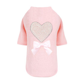 Pearl Heart Dog Sweater (Color: Peach, size: XS)