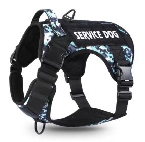 Tactical Pet Chest Service Dog Harness Vest Adjustable Reflective Dog Harness Metal Buckle Hiking Training (Option: Black camouflage-S)