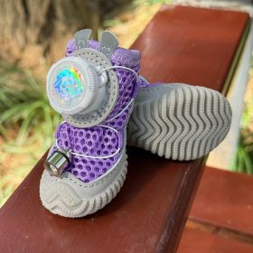 2026 New Glowing Dog Shoes 4PCS LED Light-Up Anti-Slip Paw Protector For Small Medium Dogs Night Safety Visibility Outdoor Shoes (Option: Purple-XL  1.89W  2.36L)
