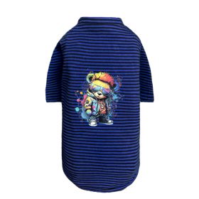 Punk Brats Dog Tee (Color: Striped Navy, size: MD)