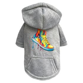 Graffiti Pup Hoodie (Color: Grey, size: LG)