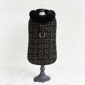 Chantel Tweed Dog Coat (Color: Black, size: LG)